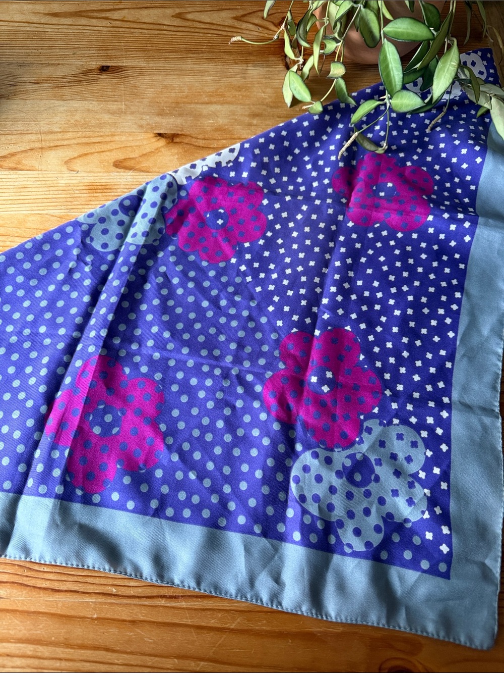 Vintage Polka Dot Flower Print Scarf